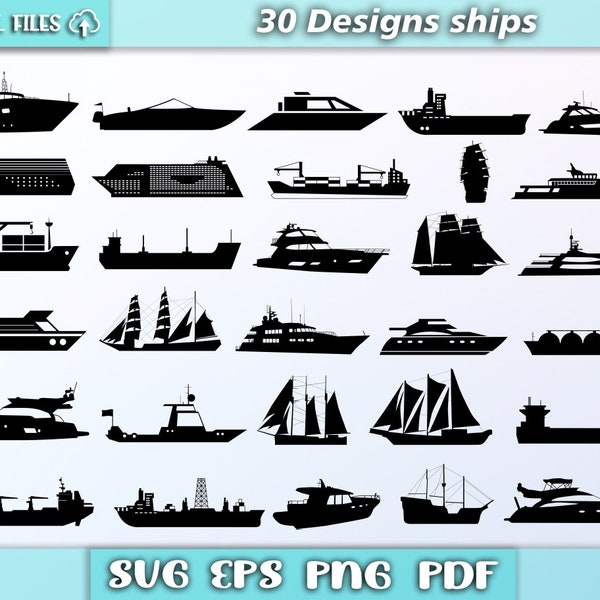 Yacht svg/ bundle ships/ silhouette yacht/ criuse, travel/ eps/pdf/png/svg/ vector yacht, boat svg/ silhouette ships svg
