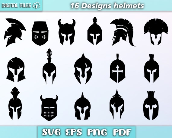 Paquete de casco svg / casco svg / casco espartano / caballeros svg /  silueta del casco / eps / svg / pdf / svg / casco griego / vector svg