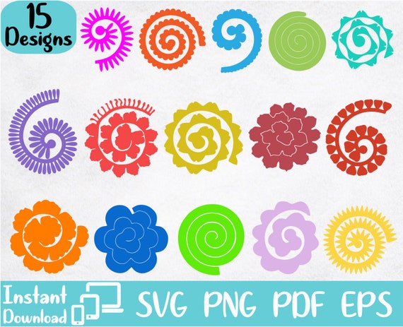 Flowers Svg Rolled Flowers Svg Paper Flowersorigami | Etsy