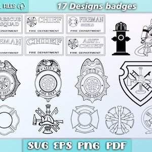 Pompier SVG/ Pompier SVG/ Insigne de pompier SVG/ Incendie SVG/ Clipart de pompier/ Pompier Demartament/ eps/png/pdf/svg/ Badges SVG