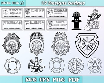 Fireman svg/ firefighter svg/ fireman badge svg/ fire svg/ fireman clipart/ fireman demartament/ eps/png/pdf/svg/ badges svg