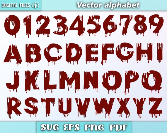 その他 Bloody Letter Blood Alphabet Svg/ Blood Font Vector/ Blood Svg/ Terror Font