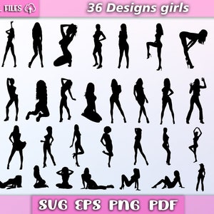 Pacote de meninas svg/ silhueta de meninas/ poses de mulher svg/ clipart de mulher/ vetor menina svg/ arquivos de corte svg/ eps/pdf/png/svg