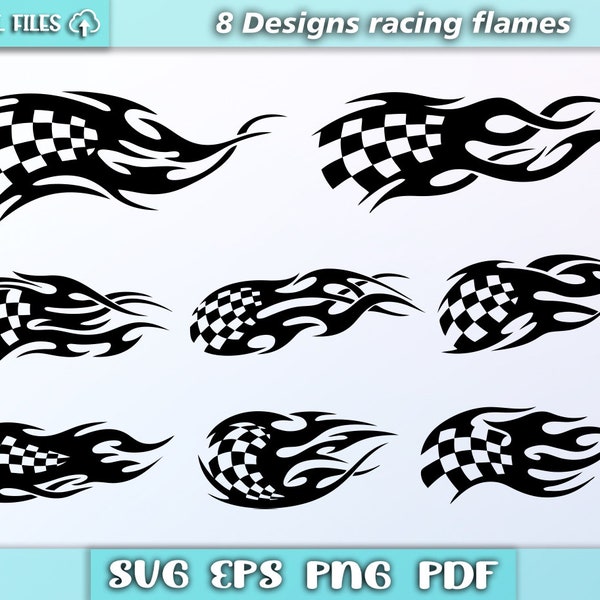 Racing Flames svg/ racing flame vector/ car stiker svg/ silhouette cut files/ flames svg/ eps/pdf/png/svg