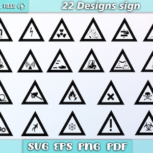 Warnzeichen Svg/Verkehrszeichen Svg/Zeichen Bündel/Zeichen Silhouette/Zeichen Vektor/Gefahrenzeichen/Eps/pdf/png/svg /Achtung Zeichen