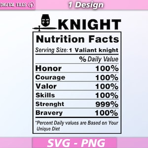 Faits nutritionnels chevalier svg/ vecteur de faits nutritionnels/ chevalier svg/ chevalier silhouette/ nutritionnel svg/ svg clipart