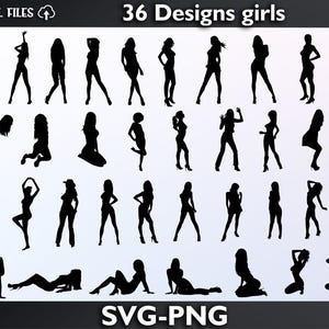 Women Silhouette SVG Bundle, Woman Poses SVG, Female Silhouette Clipart, Girl Vector, Lady SVG, Cricut Cut Files