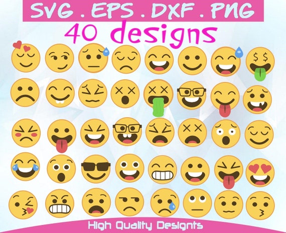 Download Smile Svg Svg Filesemoji Clipart Digital Bundleemoticon Etsy
