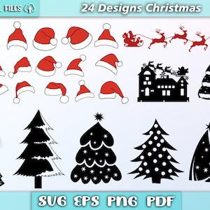 Christmas bundle svg/ santa hat svg/ santa hats clipart/ christmas tree svg/ eps/pdf/png/svg/ vector Christmas/ Christmas clip art