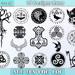 Rune vichinghe SVG / vettore rune scandinave / cerchio rune SVG / vegvisir SVG / bussola runica SVG / simboli celtici SVG / eps/pdf/png/svg
