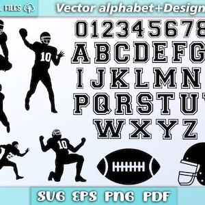 Football alphabet svg/ football font svg/ american football svg/ football player svg/ alphabet svg/ sport svg/ football silhouette