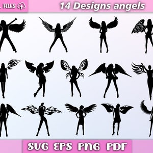 Girl angel svg/ angels svg/ angel svg/ angels clipart/ woman angel/ angel wings svg/ angel silhouette/ angel vector svg