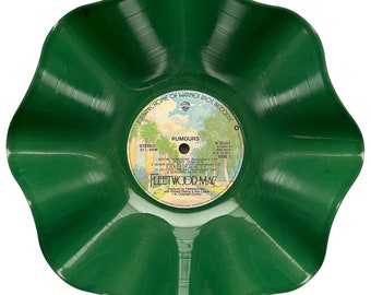 Fleetwood Mac - Rumours Record Bowl [GREEN MARBLED 12” VINYL] Retro Record Bowl / Wall Decor