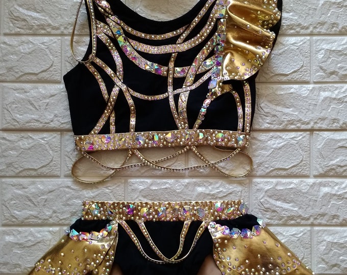 Jazz, Tap, Musical Theater Dance Costume, Black With Gold, Size Child ...