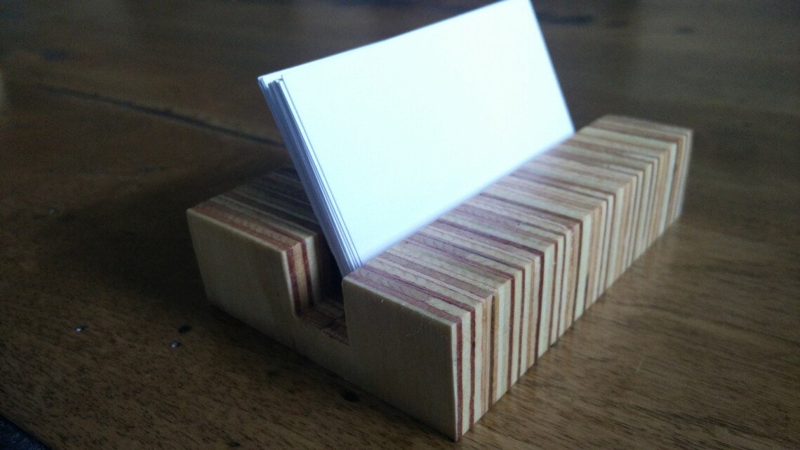 Retro Reclaimed Plywood Business Card Holder Etsy