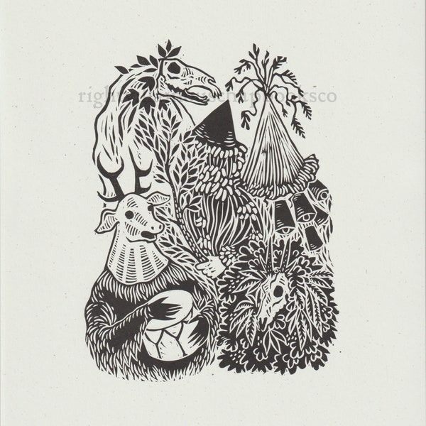 Mummers' Costumes linocut print