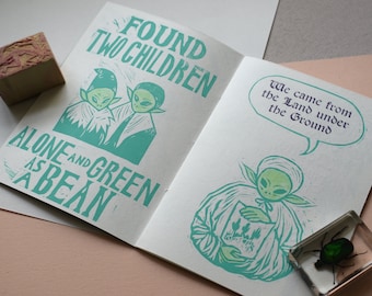 The Green Children of Woolpit - LTD Edition Linocut & Letterpress Printed Artist's Book/ Zine