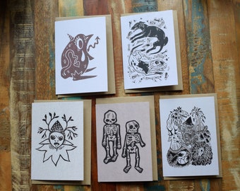 Creatures & Skeletons Notecards 5 pack