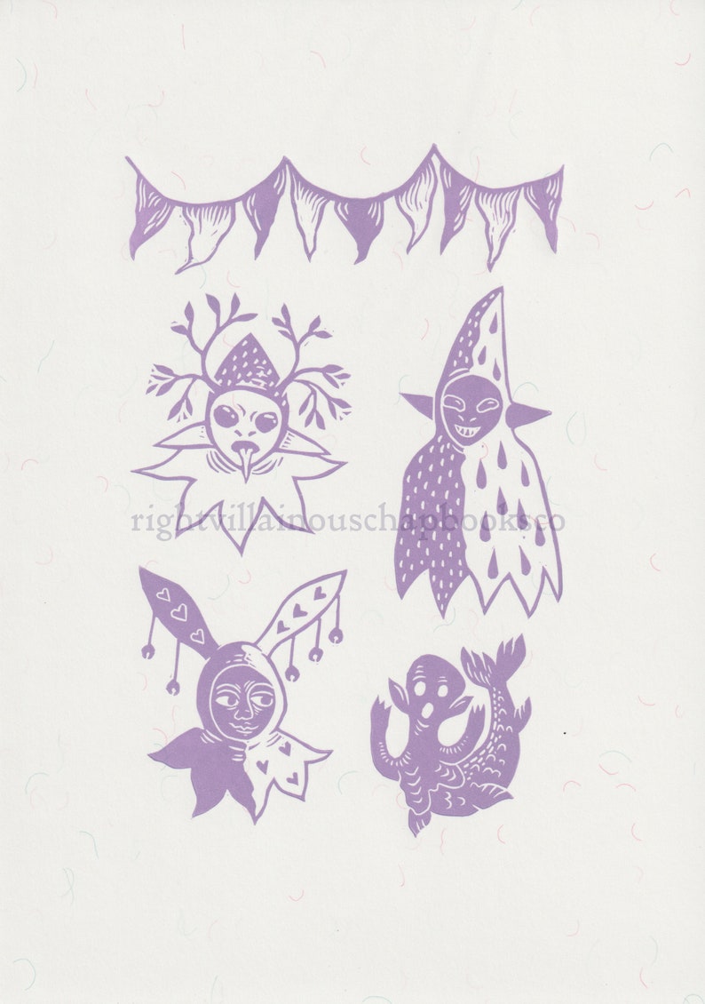 Elves linocut print image 2