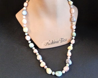 Vintage Miriam Haskell Pastel Stone & Glass Bead Necklace