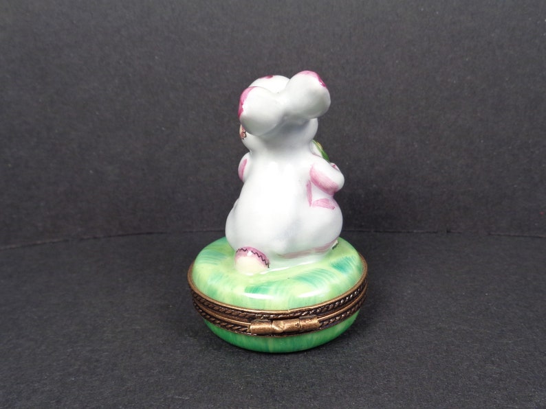 Limoges France Bunny Rabbit with Watering Can Trinket Box