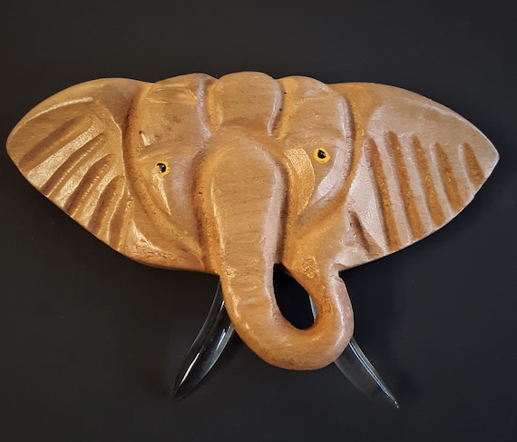 Huge Vintage 1940's Wood & Lucite Elephant Brooch… - image 1