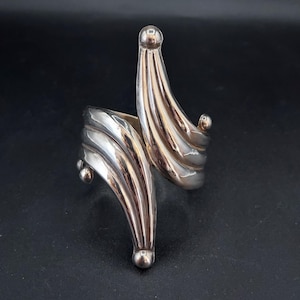 Vintage Taxco Mexico CP Sterling Silver Clamper Cuff Bracelet with Ball Points