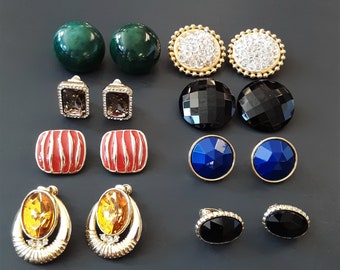 FUN Jewelry! Lot of 8 Vintage Unsigned 1980's Clip on Earrings
