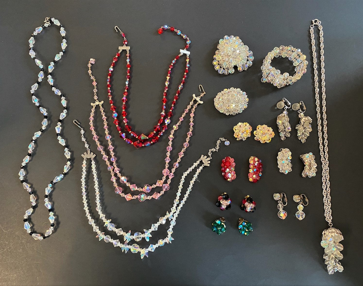 Fun Lot Of Vintage AB Crystal Jewelry Collares Pendientes Etsy