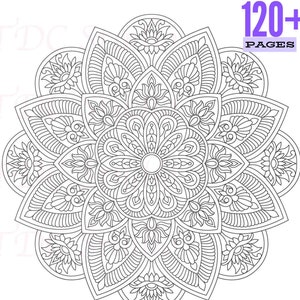 120+ Mandala Malvorlagen Vol 1 | Druckbares & digitales Mandala Malbuch Stress Relief | A4 PDF 3600px 300 DPI JPGs | Digitaler Download