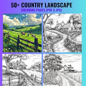 50+ Country Coloring Pages Printable | Country Scenic Coloring Pages | Perfect for Relaxation and Creativity | Scenic Coloring Pages