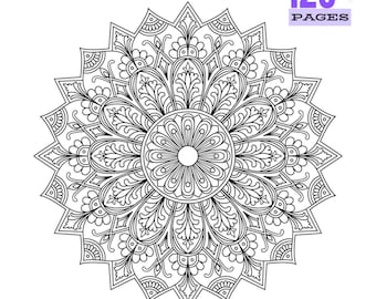 120+ Mandala Coloring Pages Volume 3 | Printable & Digital Mandala Coloring Book Stress Relief | A4 PDF JPG | Intricate Mandala Wall Art