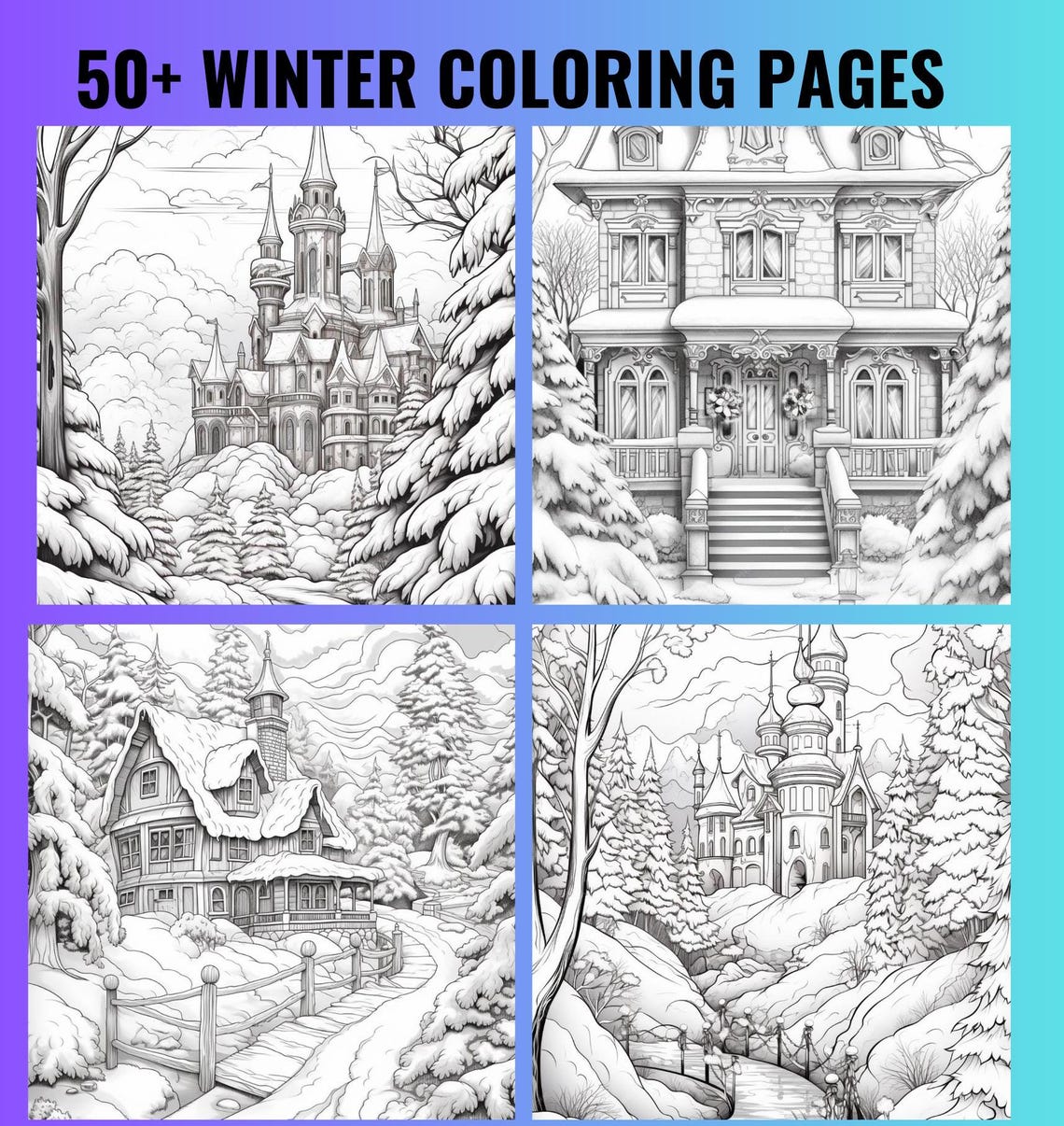 50+ Winter Wonderland Coloring Pages for Adults | Relaxing Winter ...