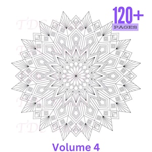 120+ Mandala Coloring Pages Vol 4 | Printable & Digital Mandala Coloring Book Stress Relief | A4 PDF 3600px 300 DPI PNGs | Digital Download image 1