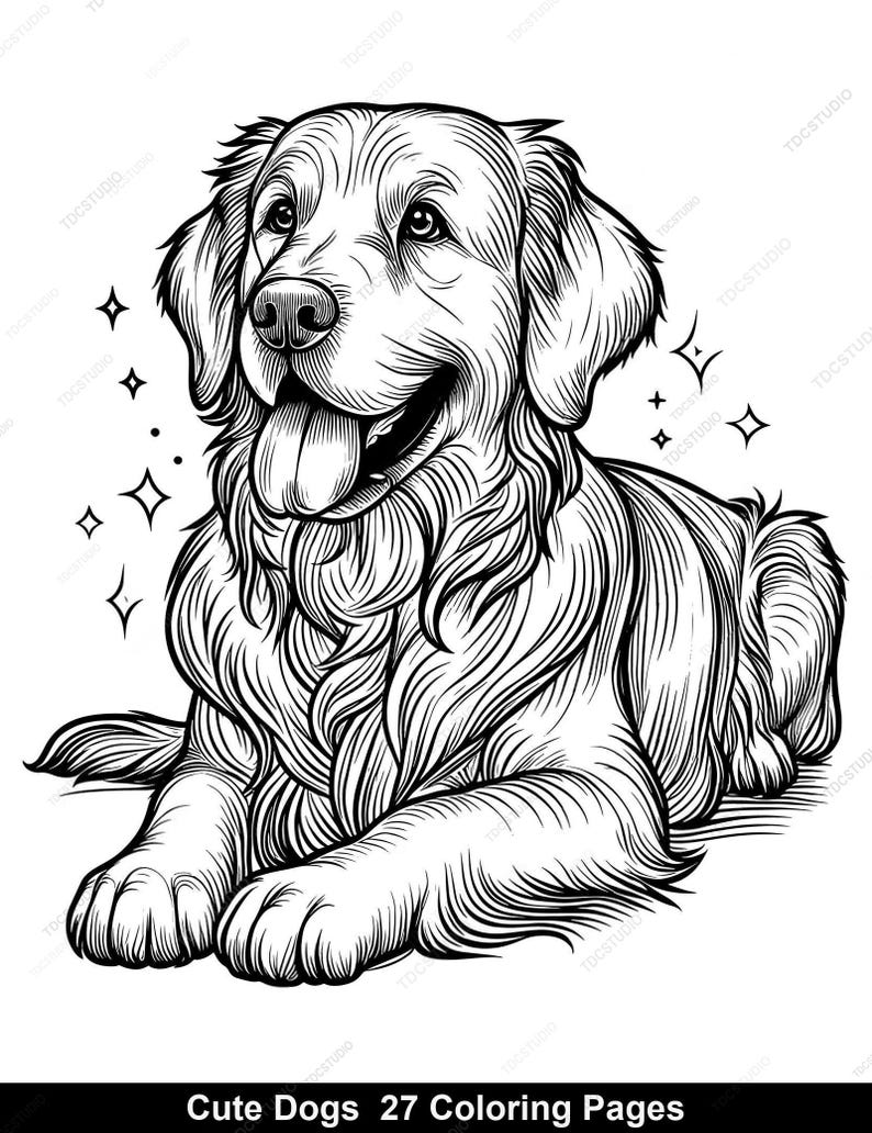 27 Color Pages 27 Dogs & Puppies Coloring Pages for Adults and Kids | Printable Cute ...