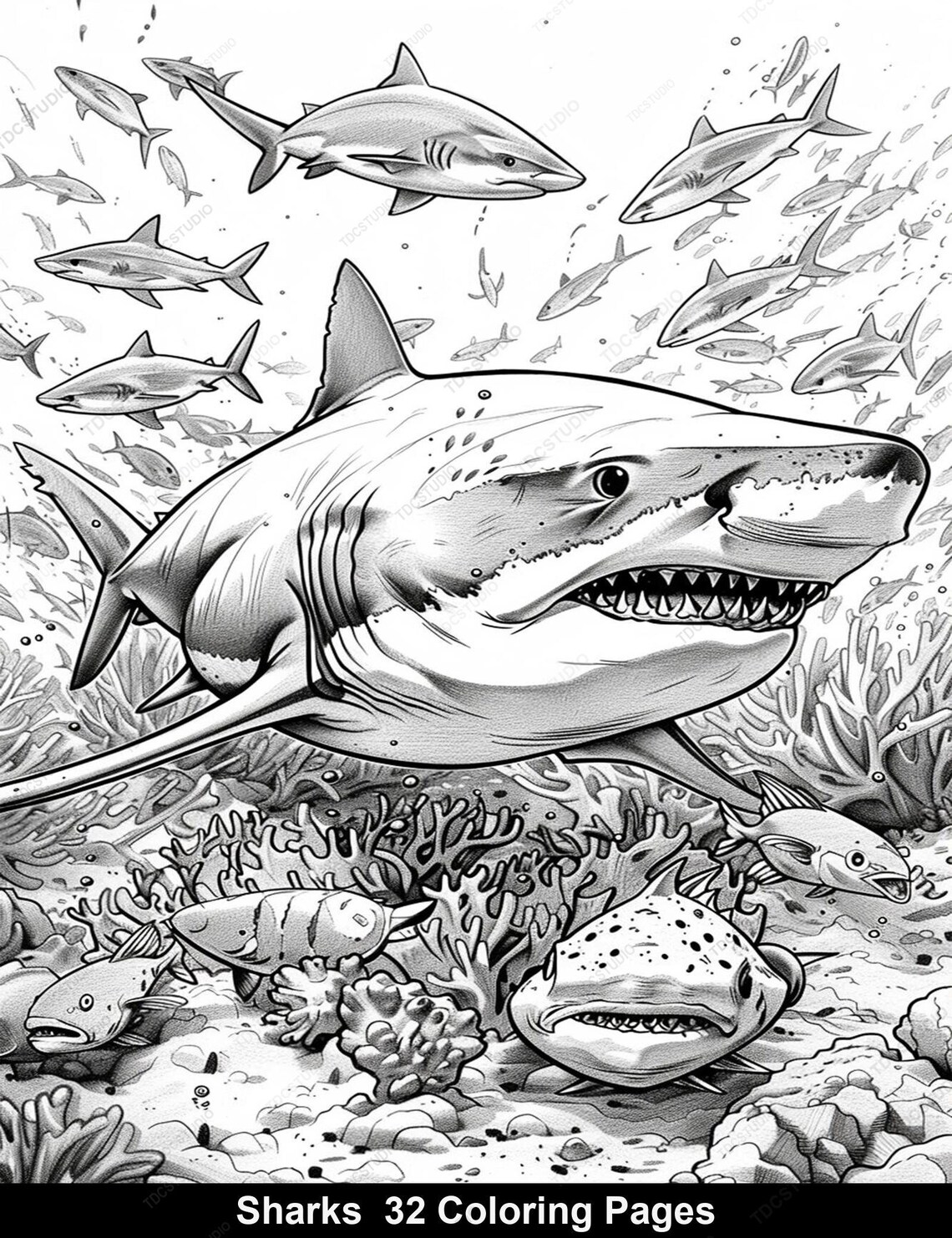 32 Sharks Coloring Pages for Adults & Kids | Printable Ocean Predator ...