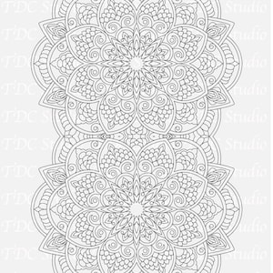 May include: A black and white line art illustration featuring two stacked circular mandala patterns with intricate geometric and floral details. The text "TDC Studio" is repeated in the background, and "Volume 5" is printed in purple at the bottom.