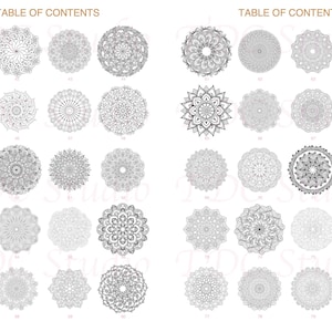 Mandala Coloring Book - Table of Contents (41 to 80) | Each thumbnail is clickable