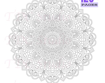 120+ Mandala Coloring Pages | Dot Mandalas Coloring Book Volume 6 | A4 PDF 3600px 300 DPI JPGs | Dot Mandala Wall Art Mandala Therapy