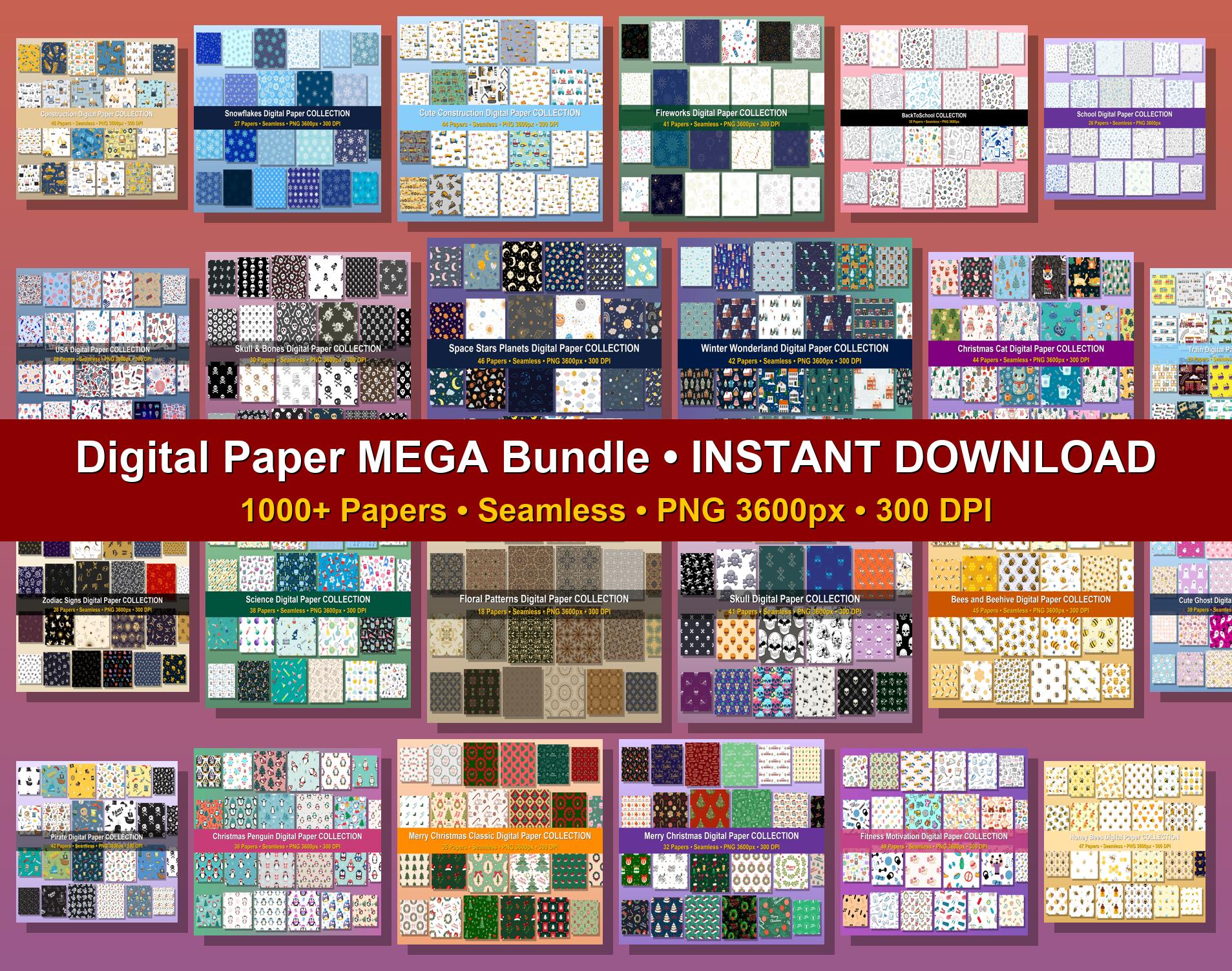 Digital Paper MEGA Bundle | 1000+ Seamless Backgrounds | 28 Digital ...