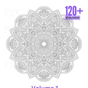 120+ Mandala Coloring Pages Vol 1 | Printable & Digital Mandala Coloring Book Stress Relief | A4 PDF 3600px 300 DPI JPGs | Digital Download