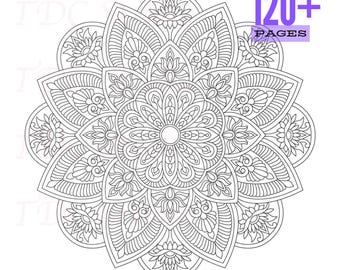 120+ Mandala Malvorlagen Vol 1 | Druckbares & digitales Mandala Malbuch Stress Relief | A4 PDF 3600px 300 DPI JPGs | Digitaler Download
