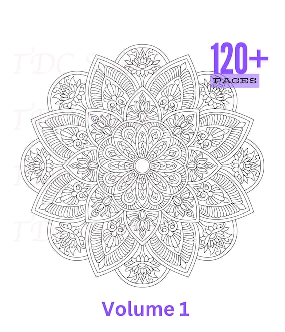 120+ Mandala Coloring Pages Vol 1 | Printable & Digital Mandala Coloring Book Stress Relief | A4 PDF 3600px 300 DPI JPGs | Digital Download