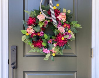 Front Door Wreath, Wreath, Spring Wreath, Summer Wreath, Farmhouse Wreath, Modern Wreath, Mothers Day, Gift