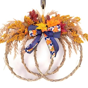 Fall Wreath, Pumpkin Wreath, Farmhouse Wreath, Boxwood, Lambs Ear Wreath, Fall Wreath for Front Door, Autumn Wreath
