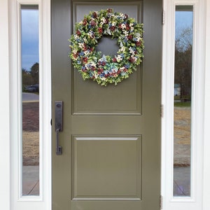 Patriotic Wreath for FrontDoor, Military, Americana, Memorial, Farmhouse, Red White & Blue, Fourth of July, Honor our Vets, Eucalyptus image 2