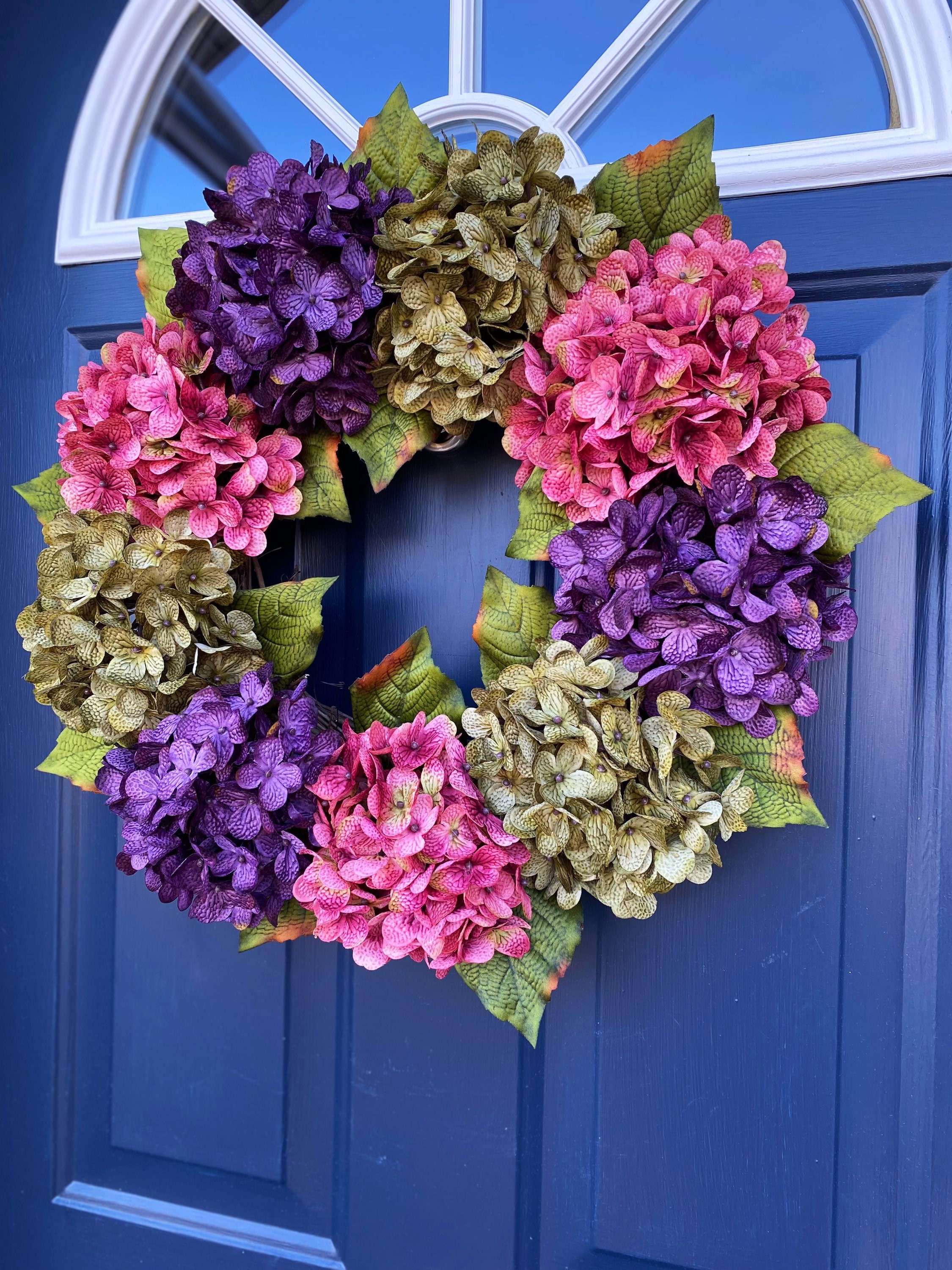 Hydrangea Wreath Spring Wreath Hydrangea Wreath Front Door Etsy