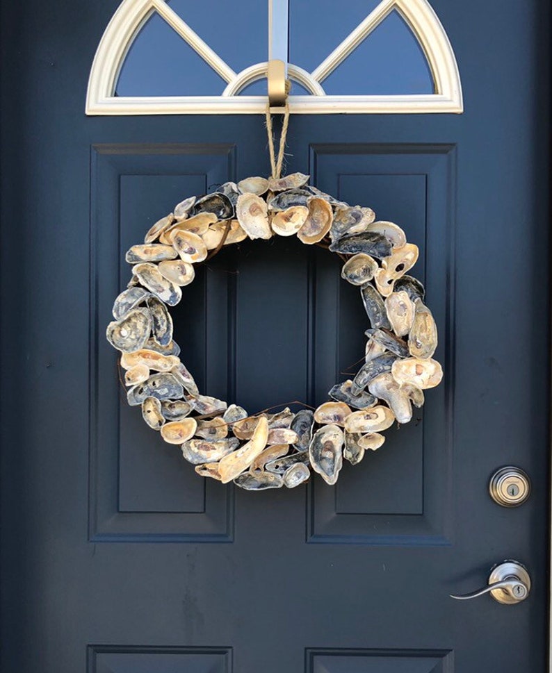 Beach Decor Nautical Wreath for Front Door Nautical Decor Coastal Wreath Beach House Oyster Shell Wreath BEST SELLER Shell Wreath
