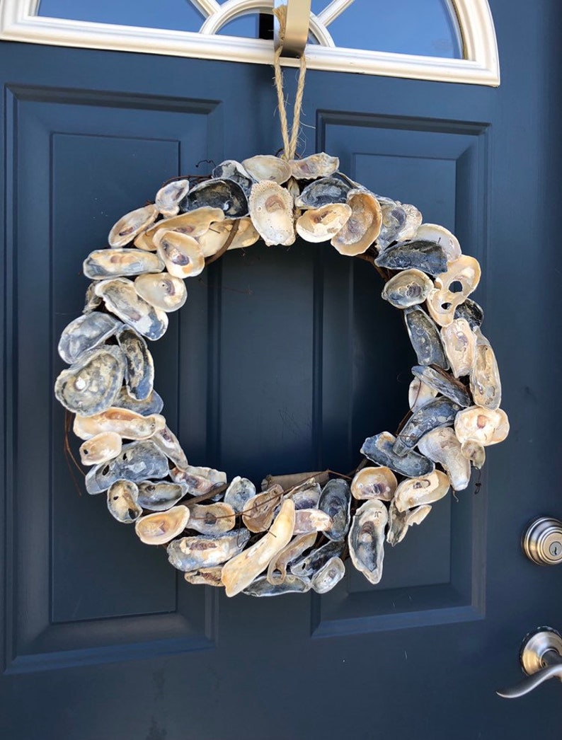 Beach Decor Nautical Wreath for Front Door Nautical Decor Coastal Wreath Beach House Oyster Shell Wreath BEST SELLER Shell Wreath