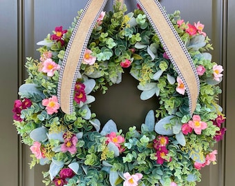 Front Door Wreaths for Spring and Summer, Year Round Colorful Wreath, Wreath for Front Door